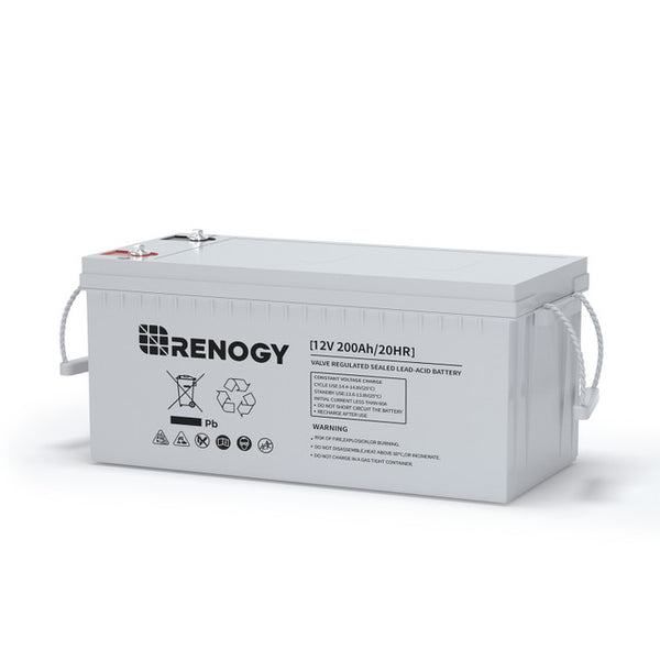 Renogy RNG-BATT-AGM12-200 - Batería AGM de ciclo profundo Renogy de 12 voltios y 200 Ah para aplicaciones de RV, solares, marinas y fuera de la red