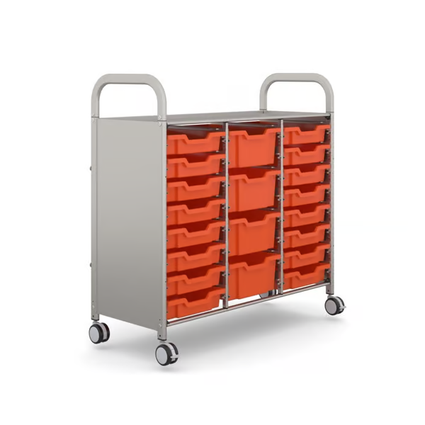 Gratnells Callero Plus Treble Cart with Shallow and Deep Trays  40.9 x 18.5 x 41.5 in