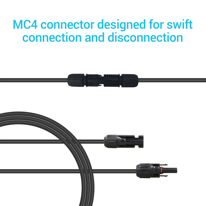 Renogy RNG-EXTCB-40FT-10 - 40Ft 10AWG Solar Panel Extension Cable with MC4 Male to Female Connectors