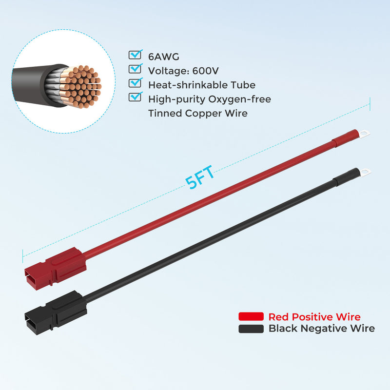 Renogy 5FT 6AWG Anderson Adapter Cable (Anderson PP75 - Ring Lug)