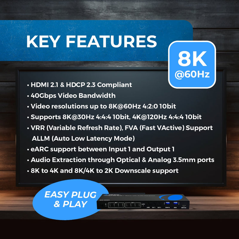 4x2 HDMI Matrix with Audio Extraction (BK-402A)