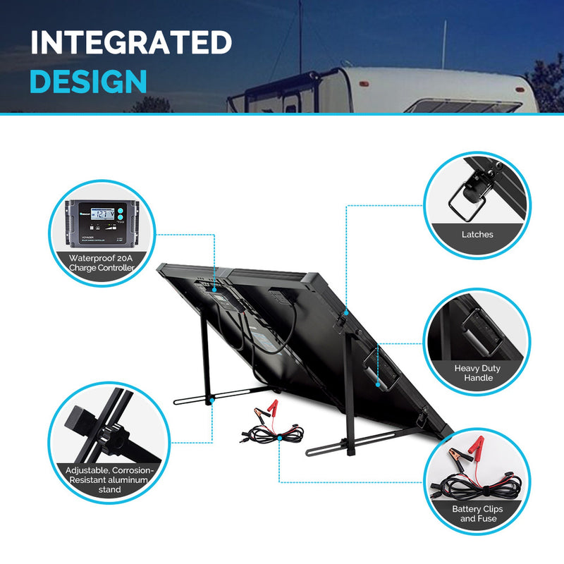 Renogy 100 Watt 12 Volt Monocrystalline Foldable Solar Suitcase with Voyager