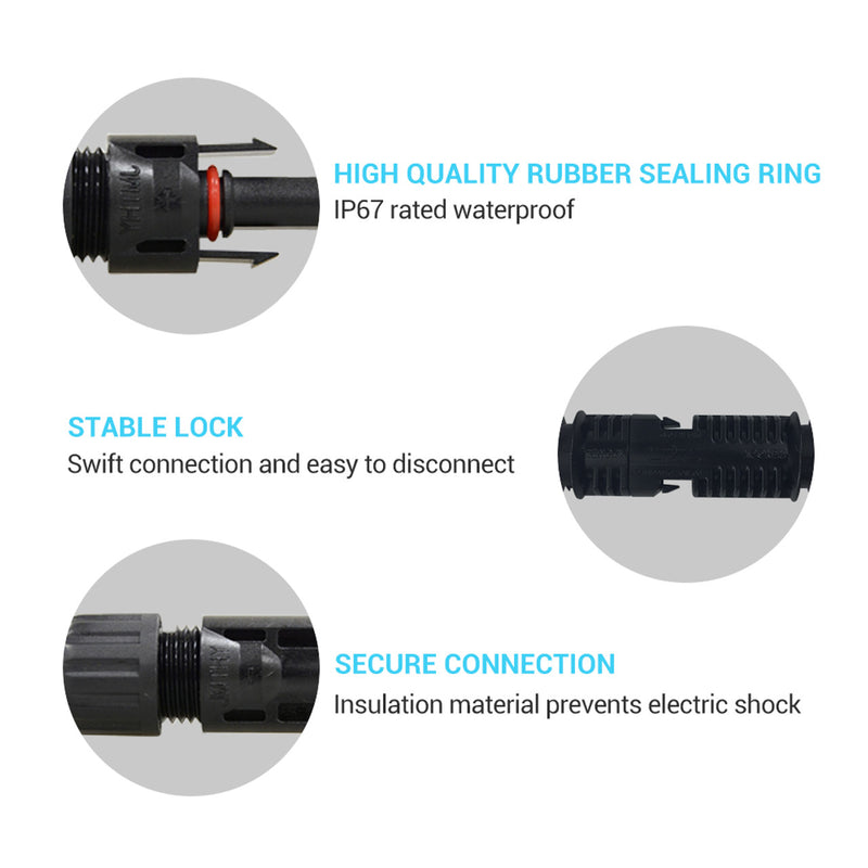 Renogy RNG-EXTCB-20FT-10 - Renogy 20 Feet 10AWG Solar Extension Cable with MC4 Female and Male connectors