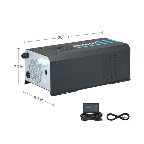 Renogy 12V 3000W power frequency inverter charger, adjustable from 100 to 120Vac