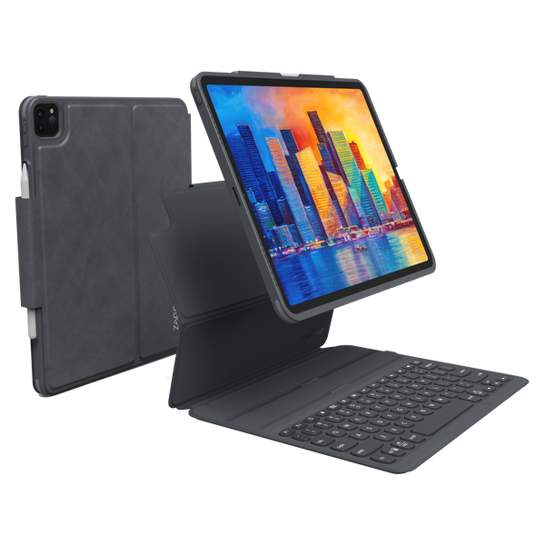 Zagg - Funda con teclado Bluetooth Pro Keys para Apple iPad Pro 12.9 (2021/2020/2018) - Color carbón