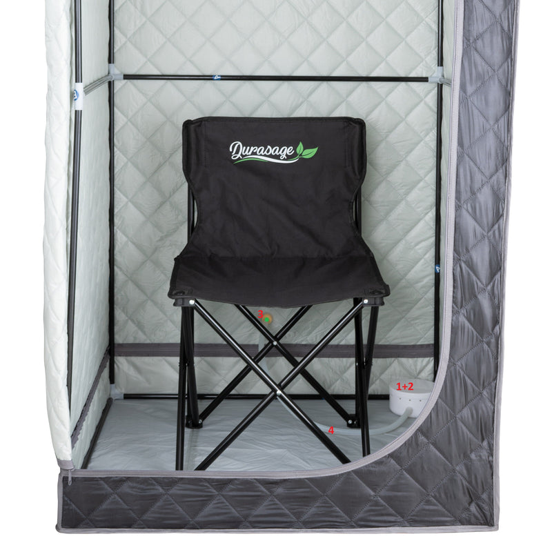 Durasage Health - Durasage Portable Full Body Steam Sauna for at Home | 1200W 2.6L Steam Generator Including Remote Control | Portable Chair (1-Person)