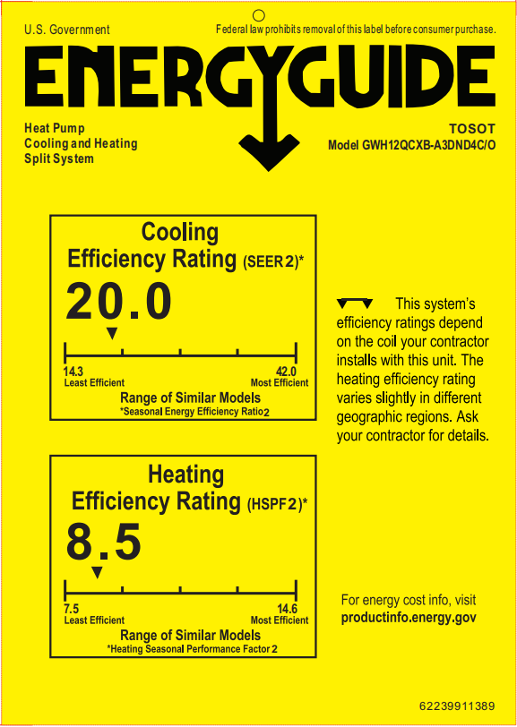 TOSOT - 12,000 BTU  Mini-Split Heat Pump Air Conditioner-120V