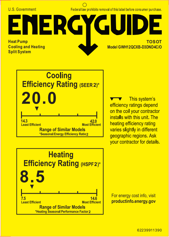 TOSOT - 12,000 BTU Mini-Split Heat Pump Air Conditioner-230V