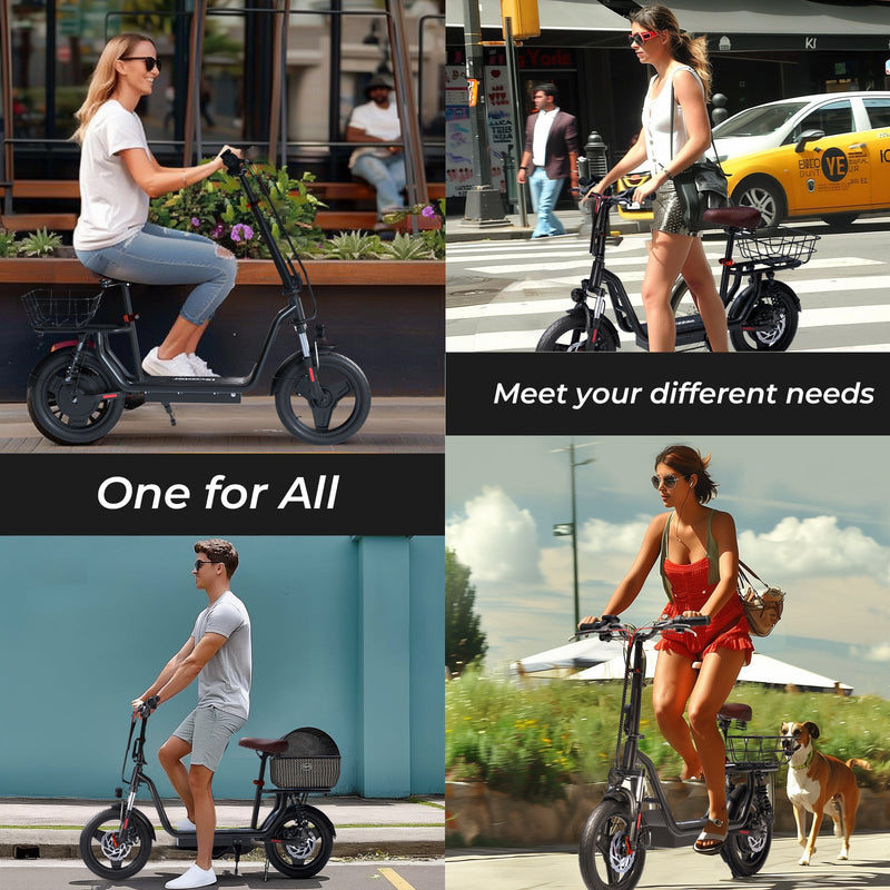 iScooter i14 800W Electric Scooter with Seat & Basket for Adults