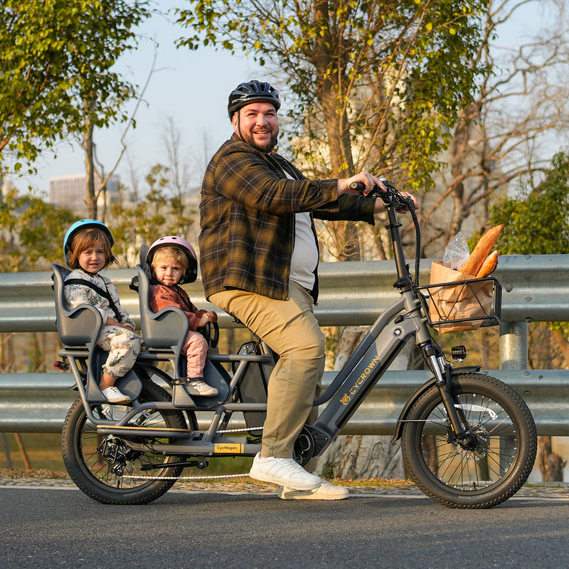 Bicicleta eléctrica de carga CycWagen con batería doble y cola larga