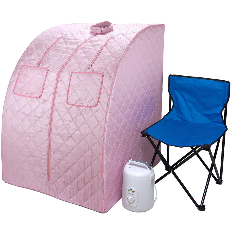 Durasage Health - Oversized Portable Steam Sauna for Weight Loss, Detox & Relaxation at Home, Chair Included - Pink