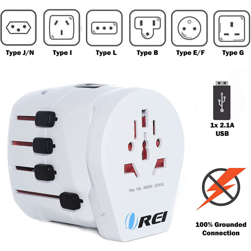 World Travel Adapter Plug International- All in One- 1 USB- Compact Design (M8-PLUS)