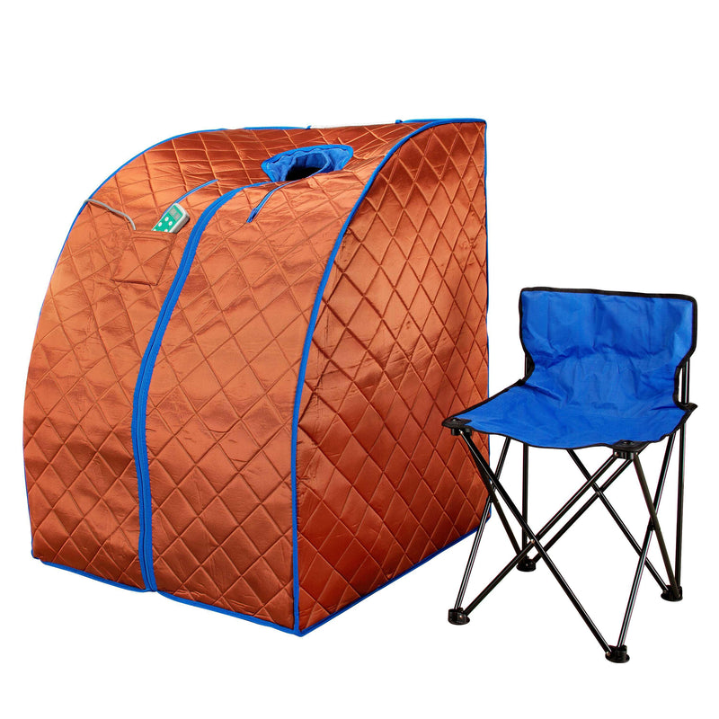 Durasage Health - Large Portable Low EMF Negative Ion Indoor Sauna with Chair and Heated Footpad Included - Copper