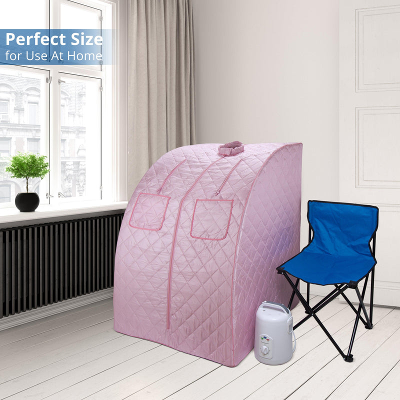 Durasage Health - Oversized Portable Steam Sauna for Weight Loss, Detox & Relaxation at Home, Chair Included - Pink