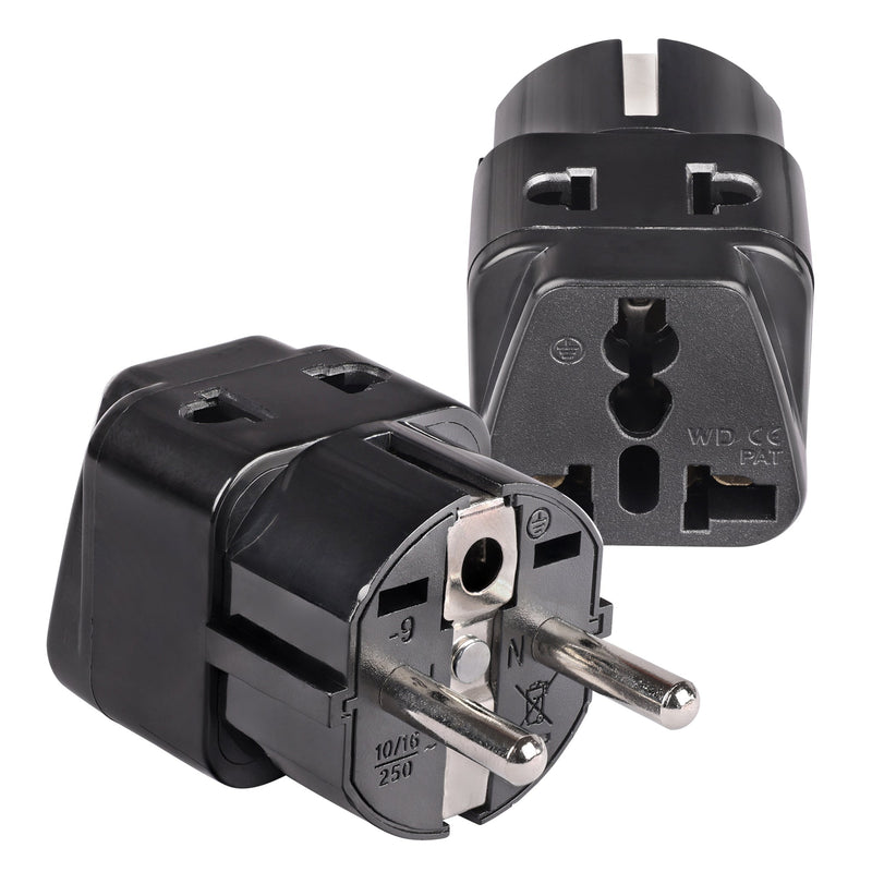 Germany, France Travel Adapter - 2 in 1 - Type E/F - Compact Design (DB-9)