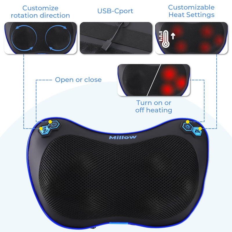 REATHLETE Millow Cordless Massage Pillow with Adjustable Heat