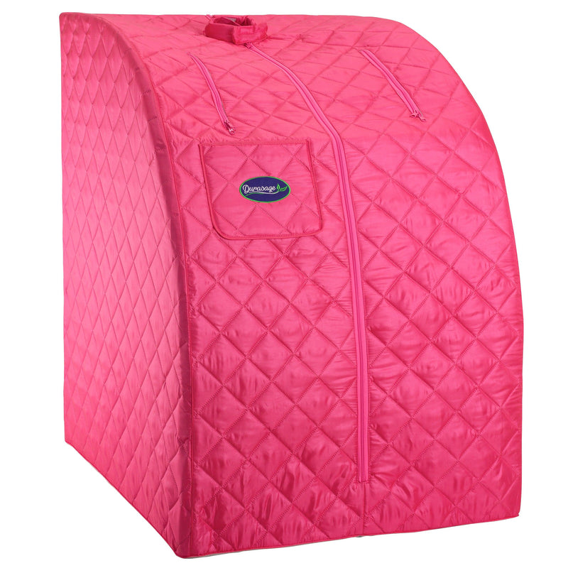 Durasage Health - Durasage Lightweight Portable Personal Steam Sauna Spa for Relaxation at Home, 60 Minute Timer, 800 Watt Steam Generator, Chair Included - Fuchsia