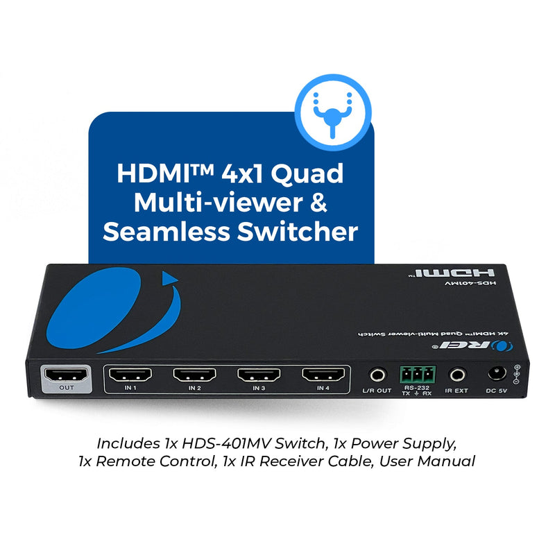 Ultra HD 4K Quad Multi Viewer 4x1 HDMI Switch VGA Output (HDS-401MV)