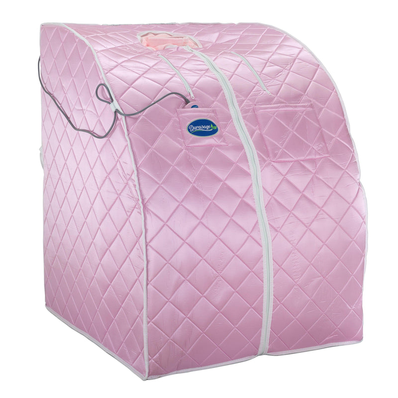 Durasage Health - Large Portable Low EMF Negative Ion Indoor Sauna with Chair and Heated Footpad Included - Light Pink