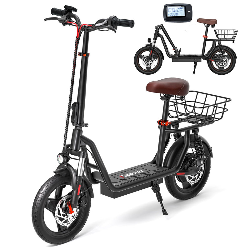 iScooter i14 800W Electric Scooter with Seat & Basket for Adults