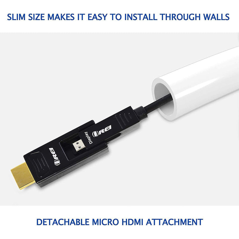 50 Feet OREI Fiber Optic Active HDMI Cable supports up to 4K @ 60Hz