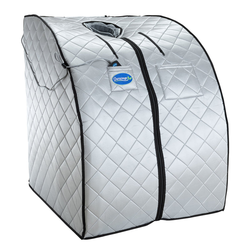 Durasage Health - Large Portable Low EMF Negative Ion Indoor Sauna with Chair and Heated Footpad Included - Silver