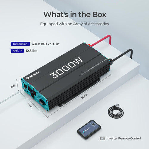 Renogy 3000W Pure sinusoidal inverter, 120Vac