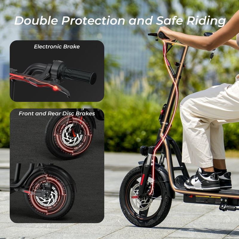 iScooter i14 800W Electric Scooter with Seat & Basket for Adults