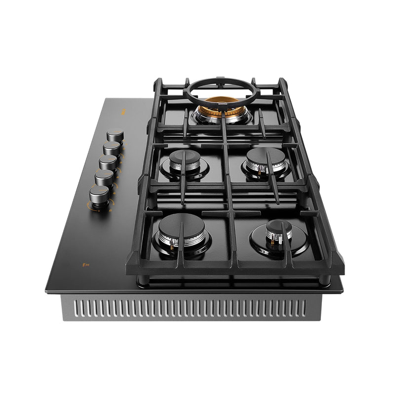 FOTILE - Serie de cocinas a gas de tres anillos con vidrio antirreflejo de 36" | GLG36501