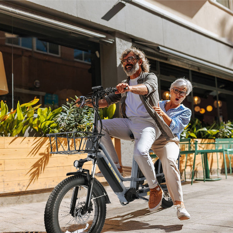 Bicicleta eléctrica de carga CycWagen con batería doble y cola larga