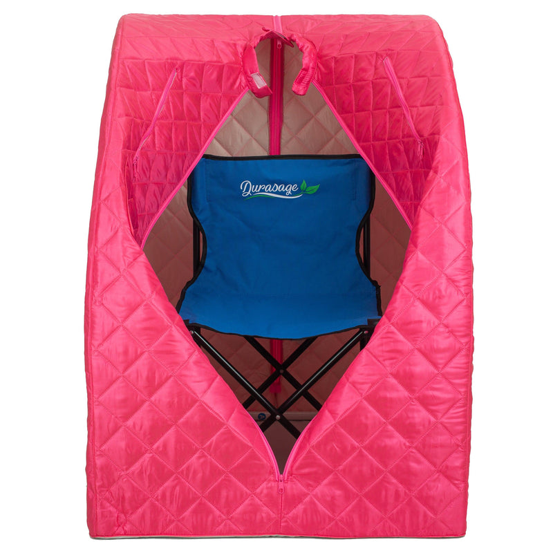 Durasage Health - Durasage Lightweight Portable Personal Steam Sauna Spa for Relaxation at Home, 60 Minute Timer, 800 Watt Steam Generator, Chair Included - Fuchsia