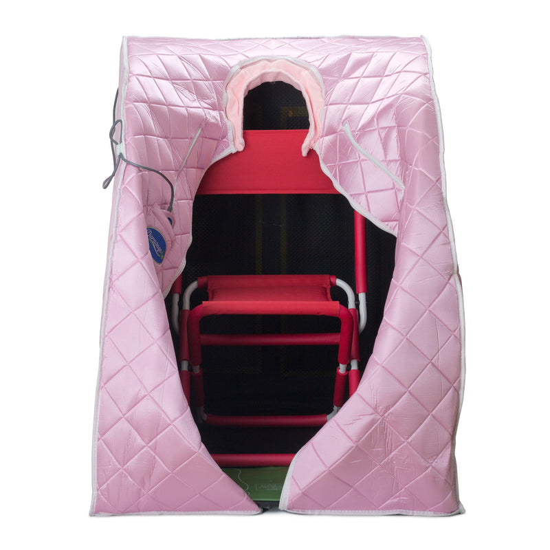 Durasage Health - Large Portable Low EMF Negative Ion Indoor Sauna with Chair and Heated Footpad Included - Light Pink