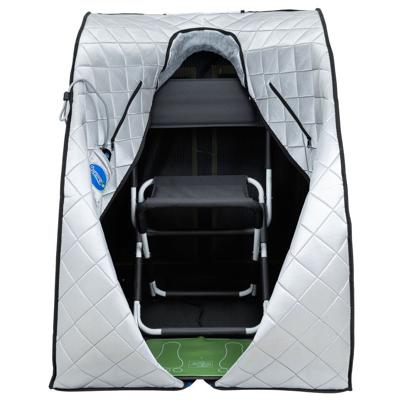 Durasage Health - Large Portable Low EMF Negative Ion Indoor Sauna with Chair and Heated Footpad Included - Silver