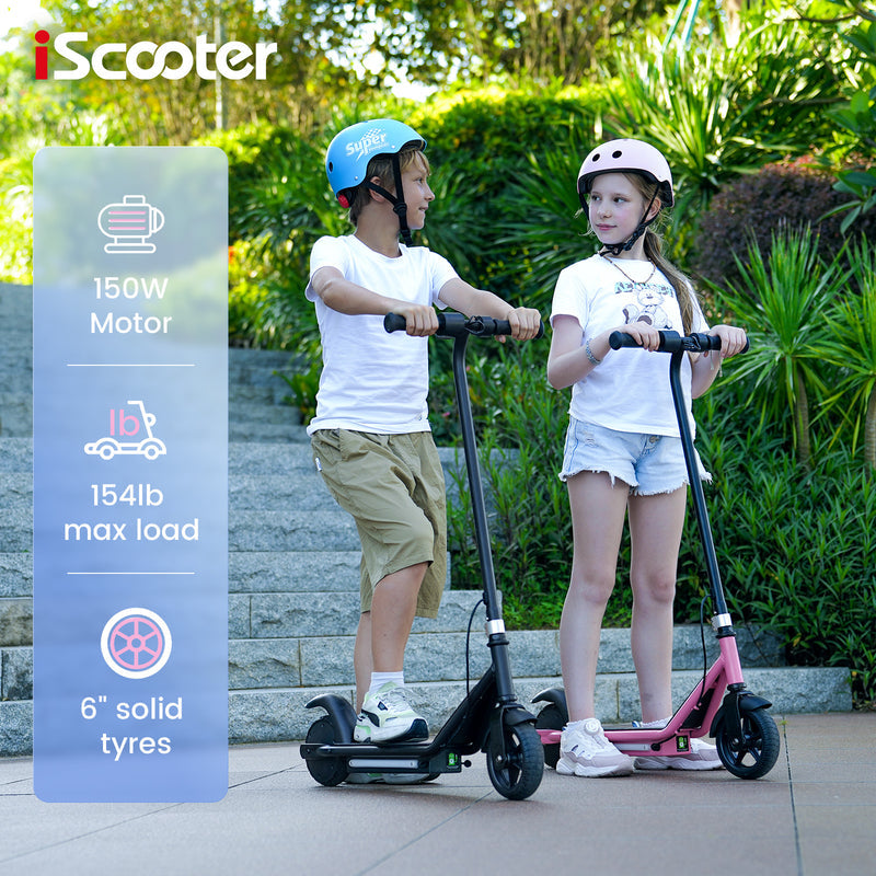 Patinete eléctrico iScooter iK3, motor de 150 W, pantalla LED para niños de 6 a 14 años