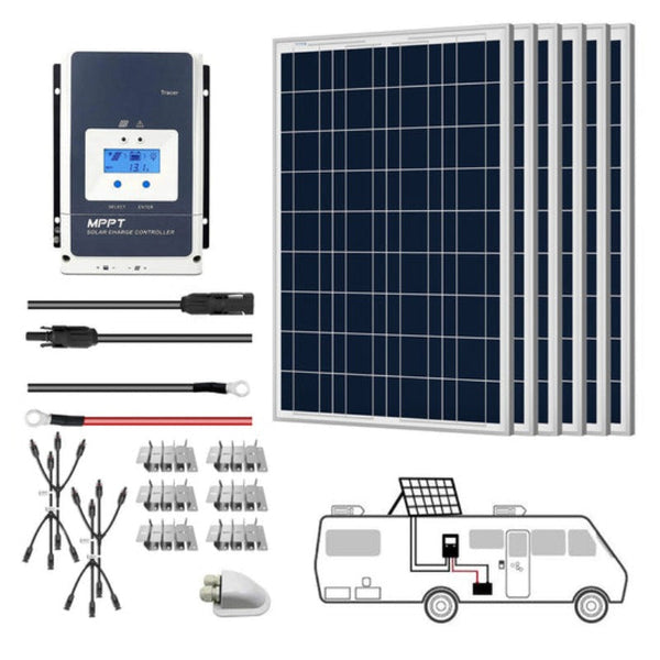 Kits de paneles solares para vehículos recreativos ACOPOWER de 600 W y 12 V, controlador de carga MPPT de 50 A (6 x 100 W y 50 A) 