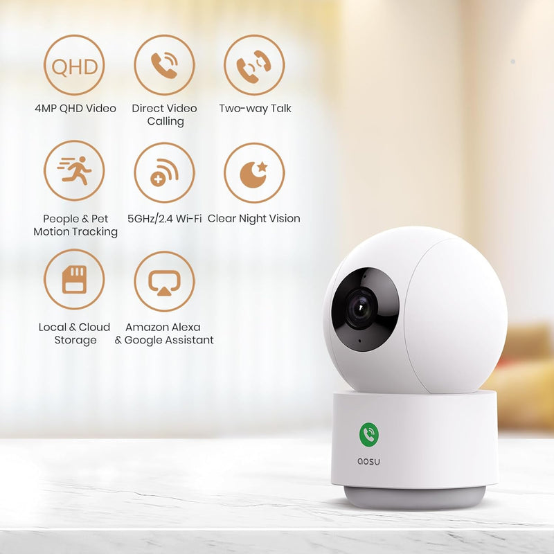 AOSU 2K Security Camera Indoor, Baby Monitor/Pet Camera -C2E2BH11