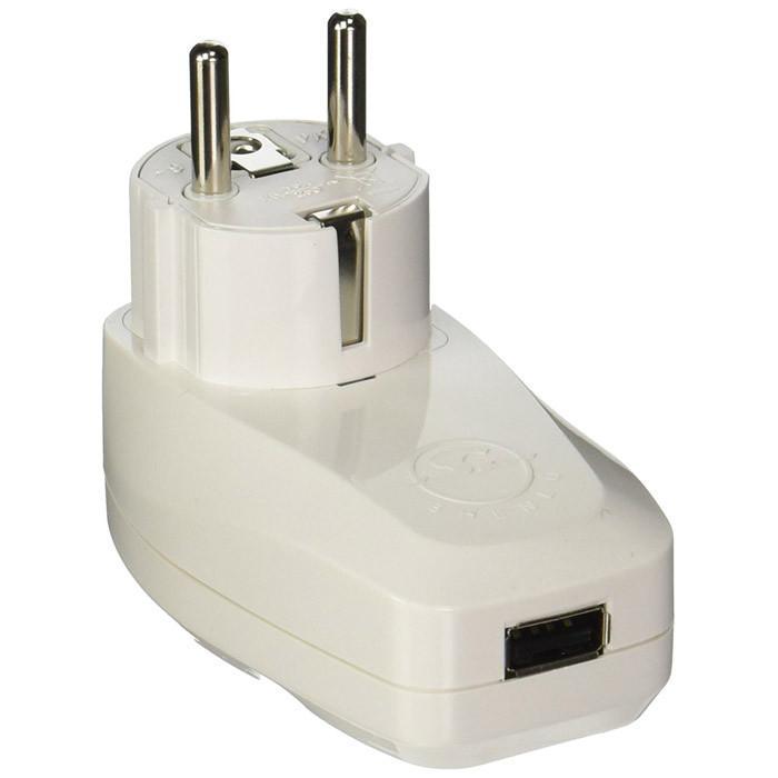 OREI 3 in 1 Schuko Travel Adapter Plug with USB and Surge Protection - Grounded Type E/F - Germany, France & More