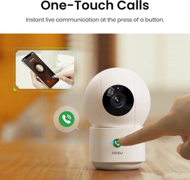 AOSU 2K Security Camera Indoor, Baby Monitor/Pet Camera -C2E2BH11