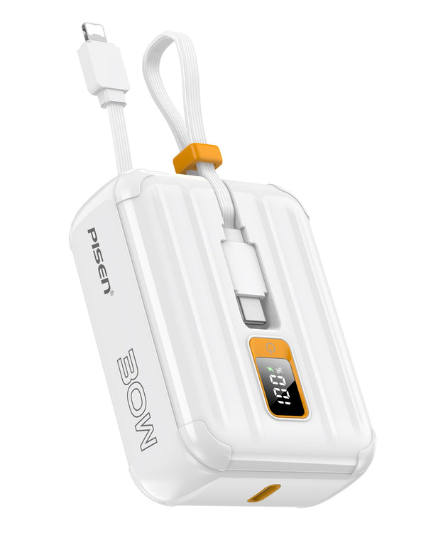 Banco de energía Pisen-Power Tiny 30W 10000mAh con cable doble