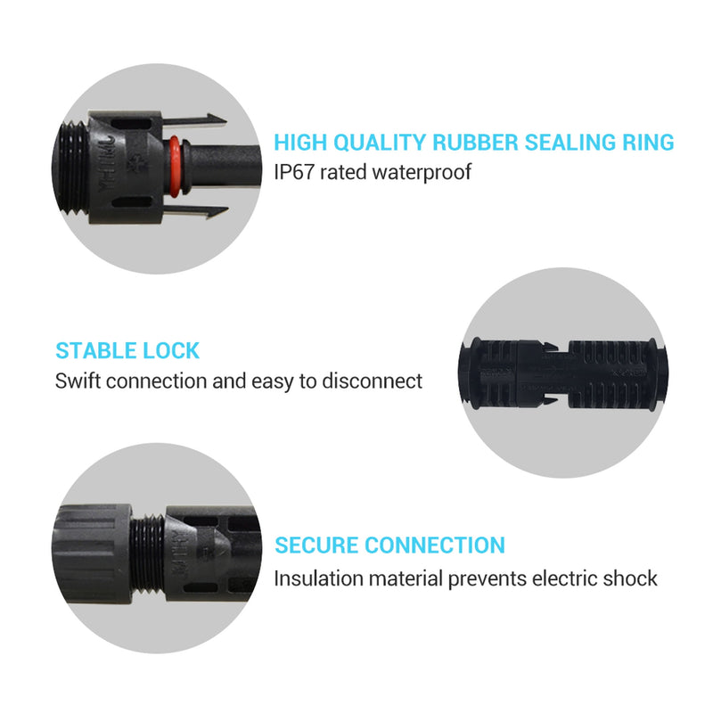 Renogy RNG-EXTCB-5FT-10 - Renogy 5 Feet 10AWG Solar Extension Cable with MC4 Female and Male connectors