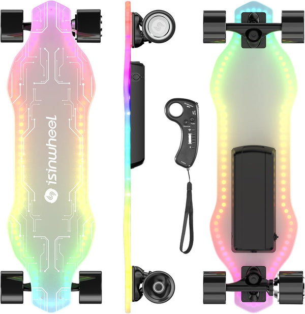 Patineta eléctrica isinwheel V6 Pro con luces en los pedales y control remoto