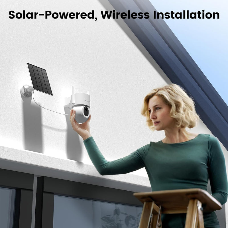 AOSU Solar Wireless Outdoor Security Camera-360° Pan/Tilt Surveillance with Floodlight - C9S2CH11