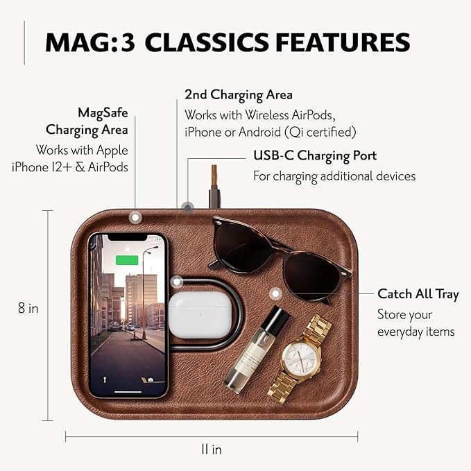 Courant Mag:3 Classics Wireless Magsafe Charging Pad - Saddle