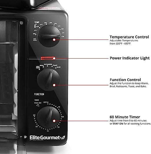 Elite Gourmet X-Large 25L Air Fryer Oven with Interior Light