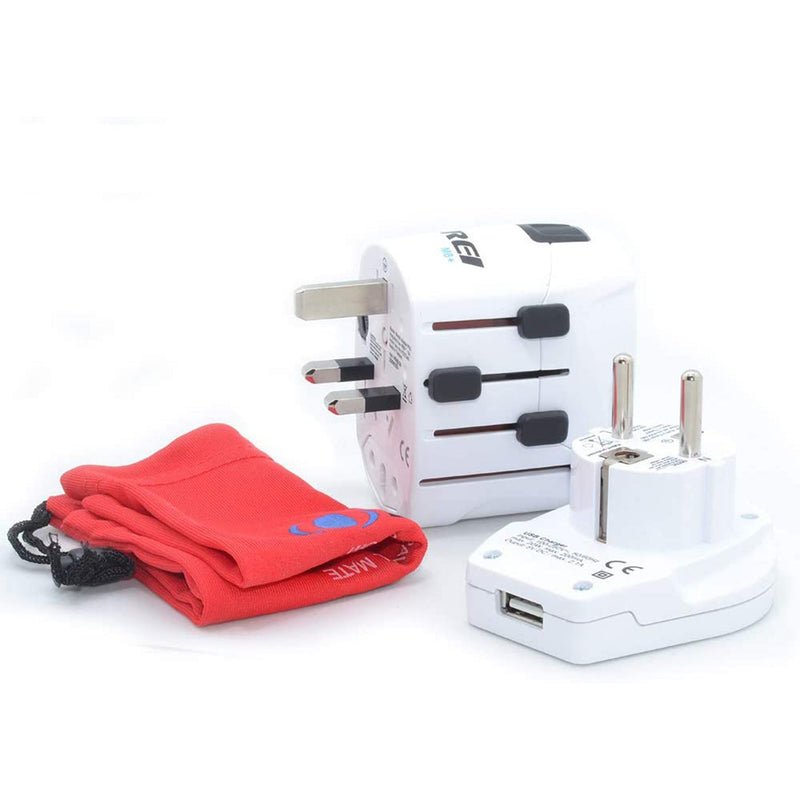 World Travel Adapter Plug International- All in One- 1 USB- Compact Design (M8-PLUS)