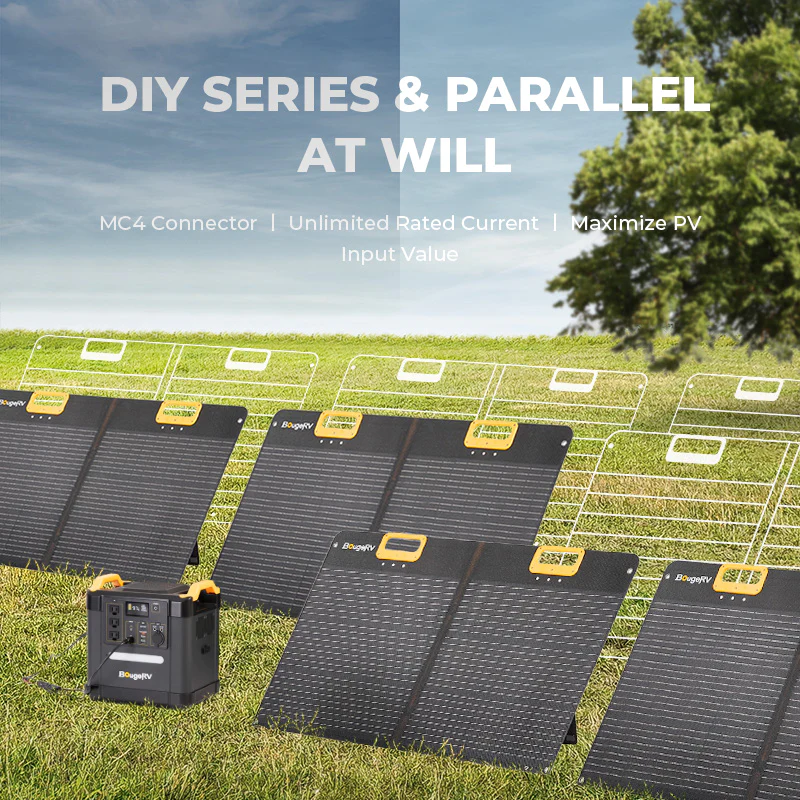 BougeRV 100W 12V 9BB Portable Solar Panel