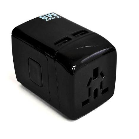 Travel Plug Adapter International World Wide Use with Dual USB Charger - Works in Europe, Asia, Africa, Central America, Japan in Over 150 Countries - Travel Mate