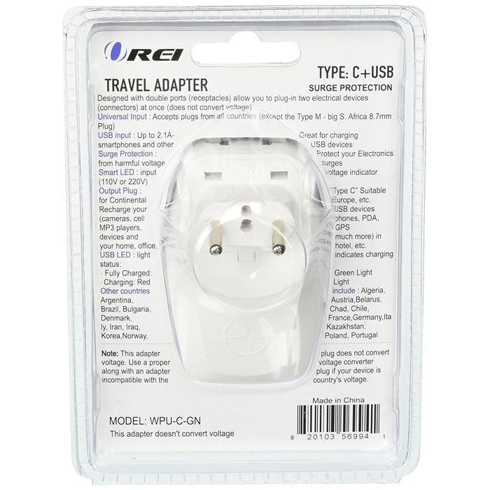 Peru Travel Adapter Plug with USB and Surge Protection - Type C