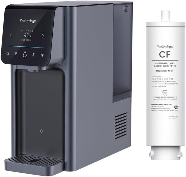 Waterdrop - A1 Reverse Osmosis Hot Cold Water Dispenser with CF Replacement Filter Combo