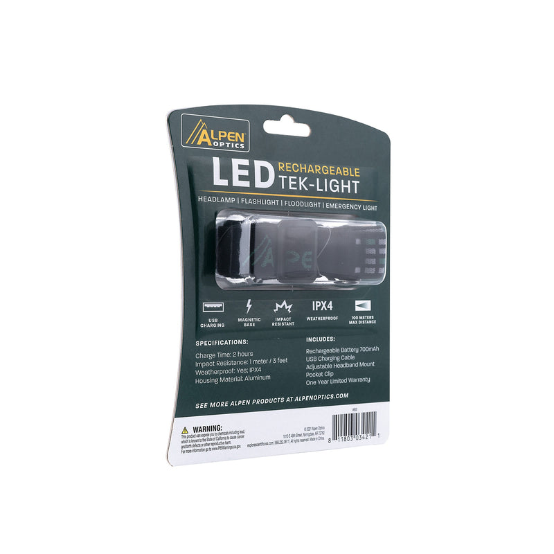 Alpen LED Rechargeable Tek-Light Headlamp